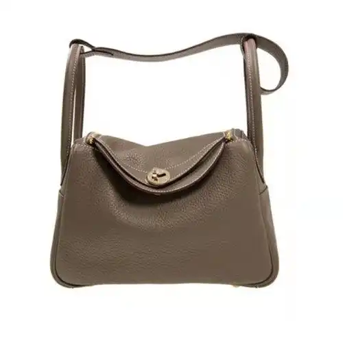 爱马仕女包 lindy26 bag 金扣手提包手挽包水桶包 大象灰【正品 价