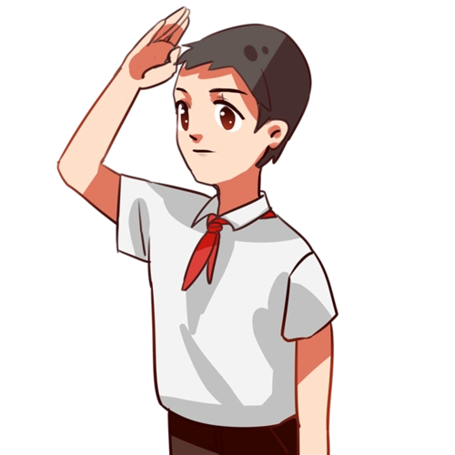卡通少先队员敬礼简笔画
