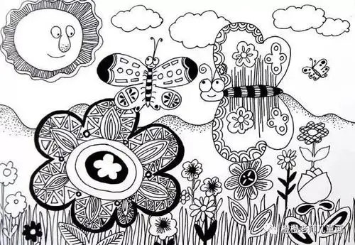 【线描】儿童线描作品欣赏_橙橙老师儿童画_零二七艺考