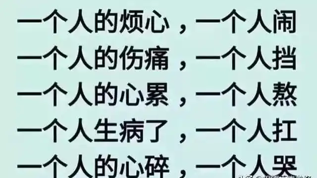 一个人心痛一个人挡一个人心累一个人扛一个人心碎一个人哭