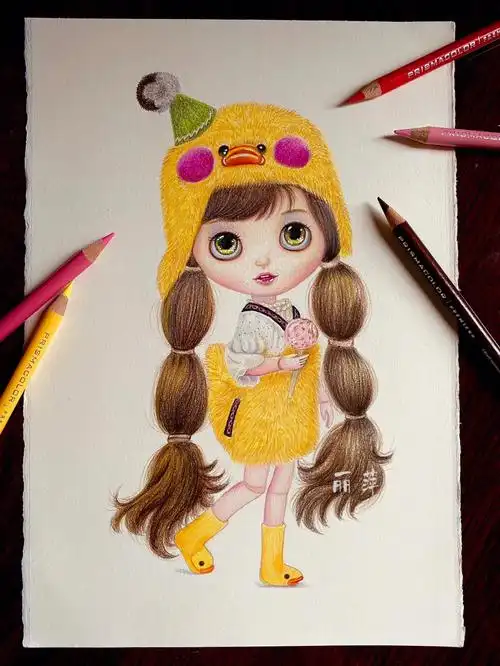 彩铅画娃娃