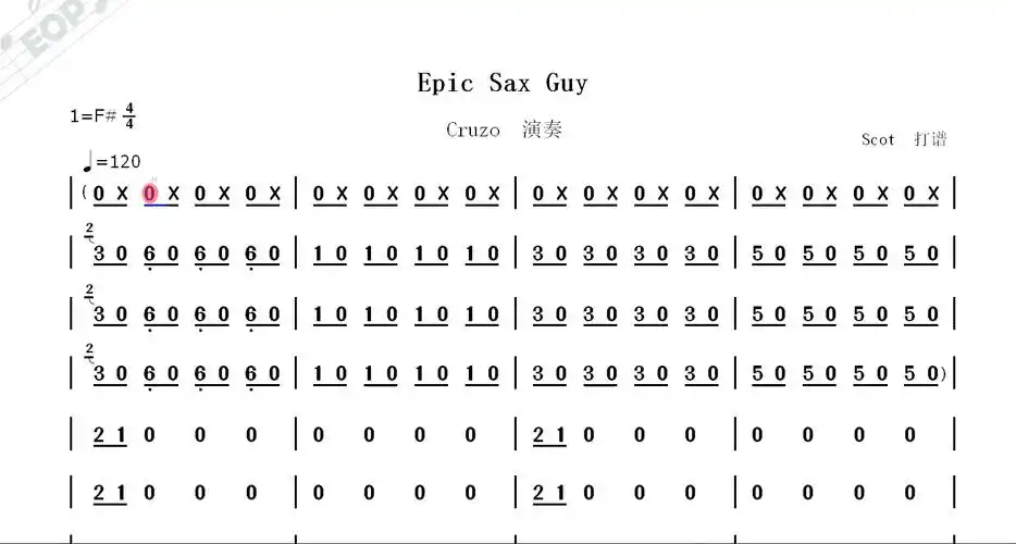 「萨克斯」epic sax guy(炉石传说斩杀神曲)_cruzo演奏动态简谱