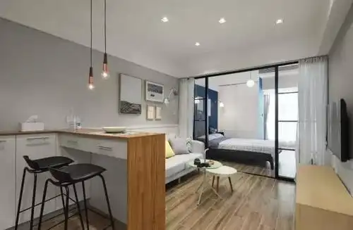 虽然整个户型面积很小,但是客餐厅,卧室也是应有尽有