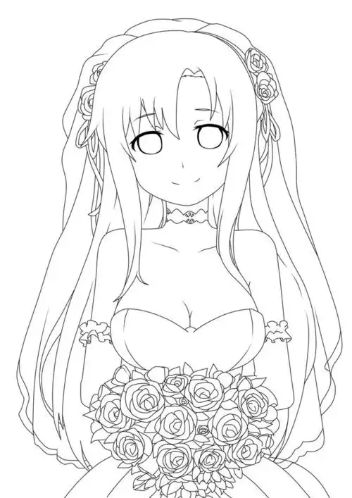 sword art online asuna dress wedding lineart by kevin7788516