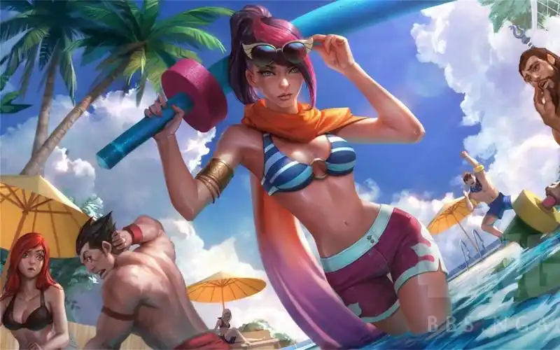 活动作品英雄联盟手游剑姬泳池派对皮肤预览