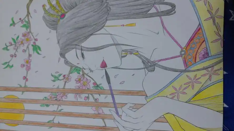 古风思美人系列彩铅涂色画