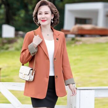 吾彗妈妈装外套4050岁矮个子气质女装新款中年秋西短款高档中老年女橘