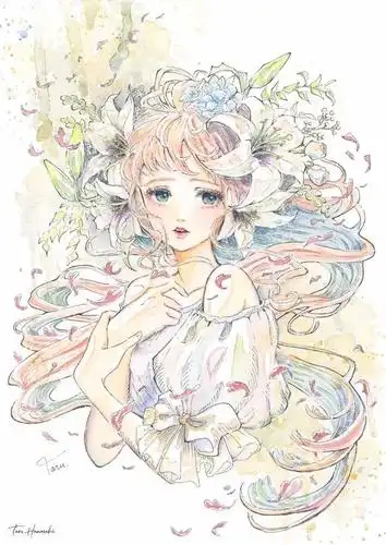 水彩插画丨日式淡雅小清新水彩动漫少女,仙气十足!