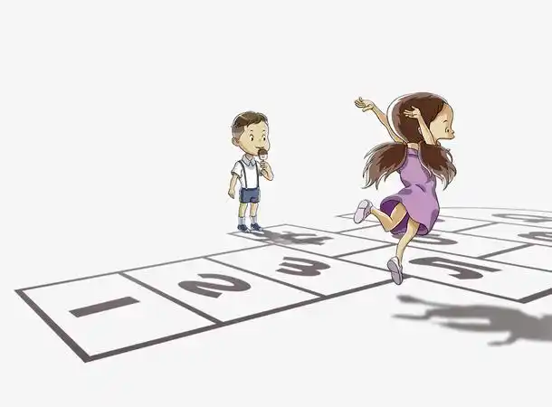 六一儿童节卡通跳飞机的小朋友