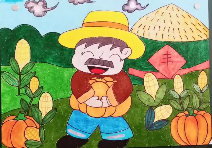 瞧!这位老爷爷丰收的喜悦表现的更是惟妙惟肖