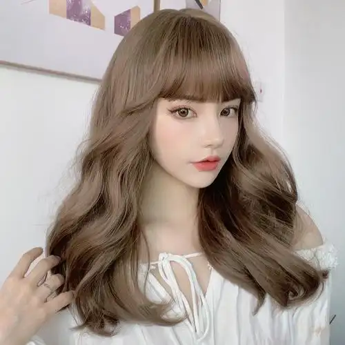 长卷发假发女长发空气刘海网红造型蓬松时尚中长发自然全头套式