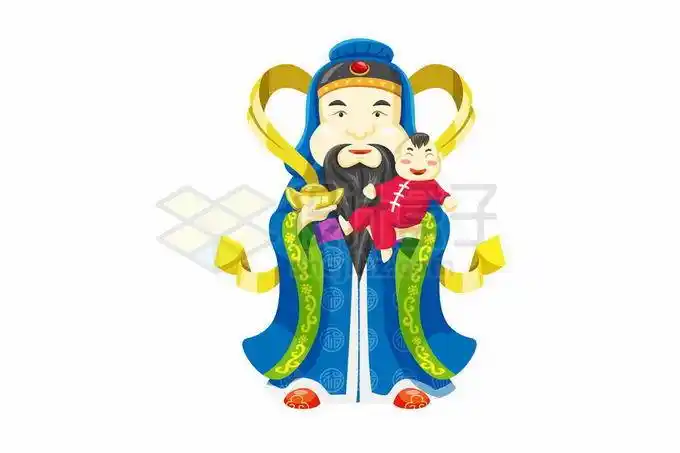 卡通土地公公送子神仙插画1404804矢量图片免抠素材