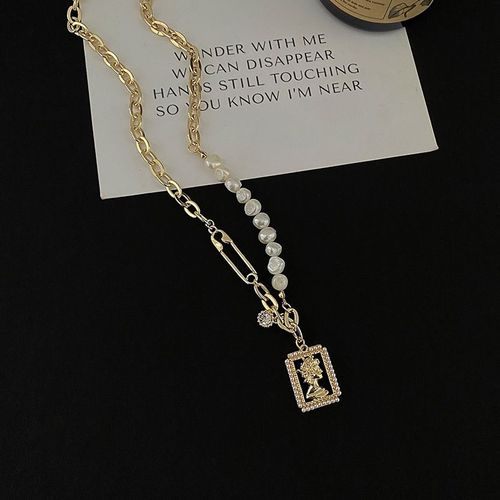 欧美人头像巴洛克珍珠项链女锁骨链轻奢小众设计感2021年新款