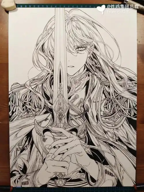 手绘线稿动漫人物男性帅哥