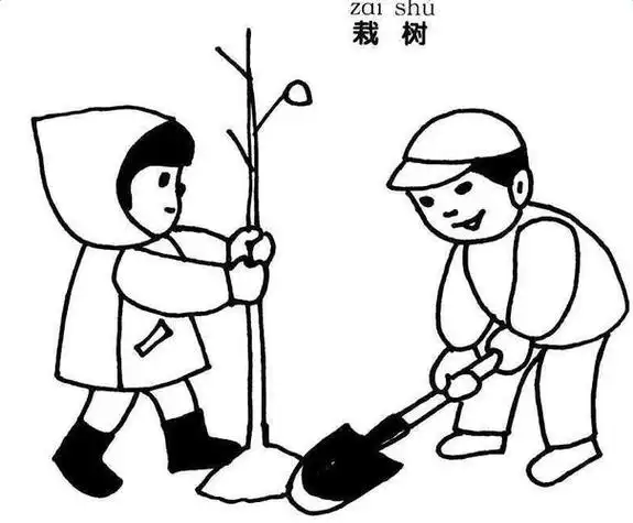 高二植树节海报简笔画