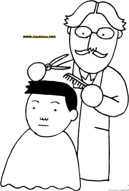 小朋友理发的简笔画