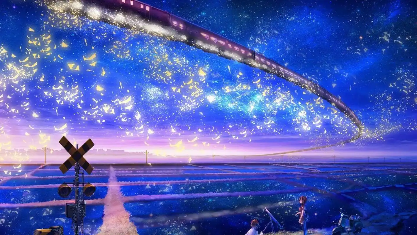 日本动漫铁轨场景唯美图片桌面壁纸