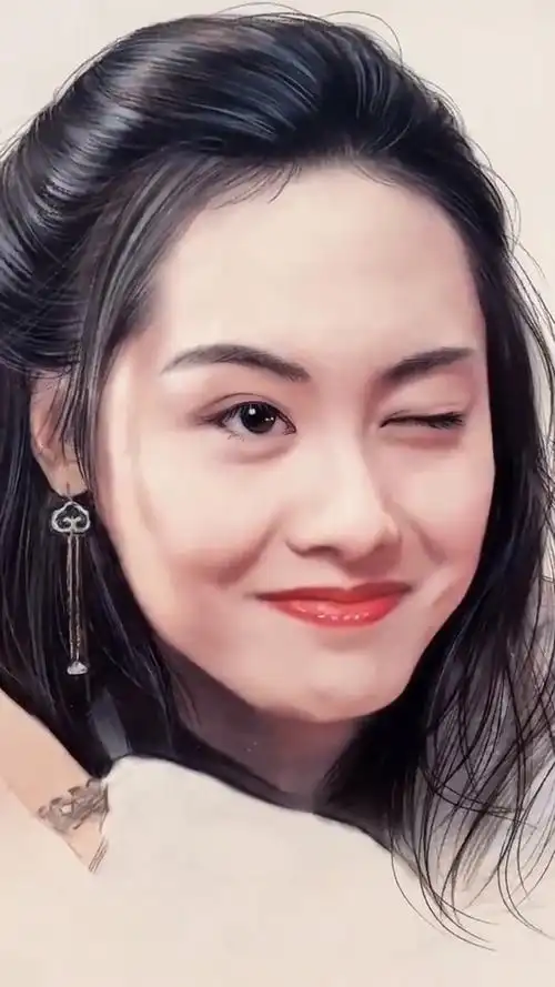 影星名场面之朱茵眨眼!#绘画