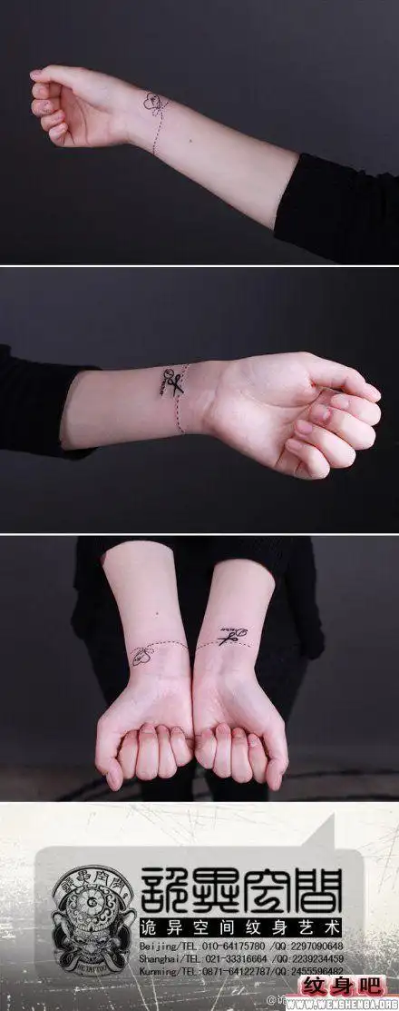 女生小清新纹身:手腕小手链