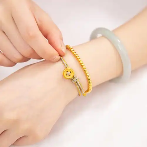 黄金转运兴隆金纽扣3d硬金足金扣子扭转乾坤情侣手饰