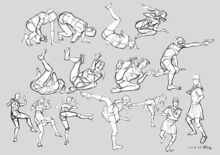 人体转角度速写练习