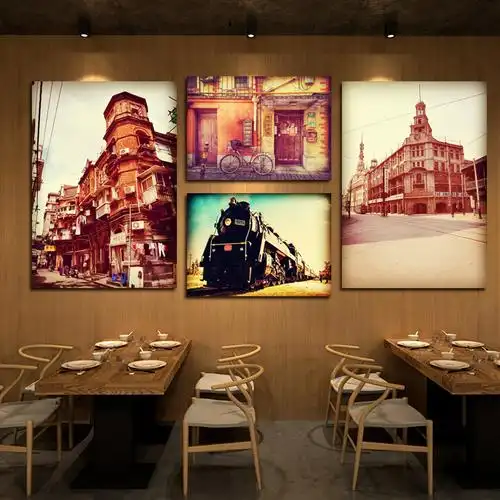 上海风情怀旧照片墙挂画老照片无框画客厅书房装饰画酒店餐厅壁画
