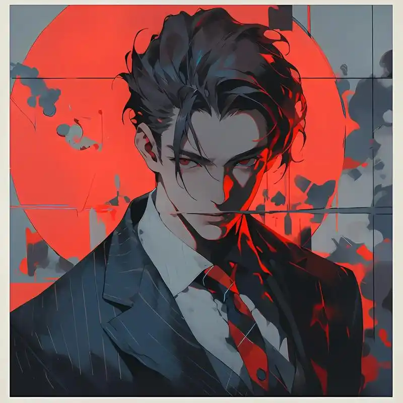 西装冷酷男.#动漫男头 #midjourney #优质头像 - 抖音