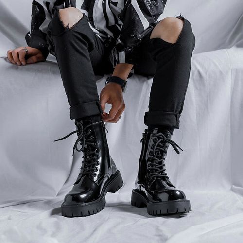 同恰青初中高中冬季男生马丁裤穿的马丁靴马丁靴男英伦风高级感厚底增