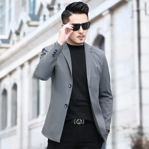 春秋中式休闲西服男薄款单件新款男士上身西装痞帅单西便服外套潮