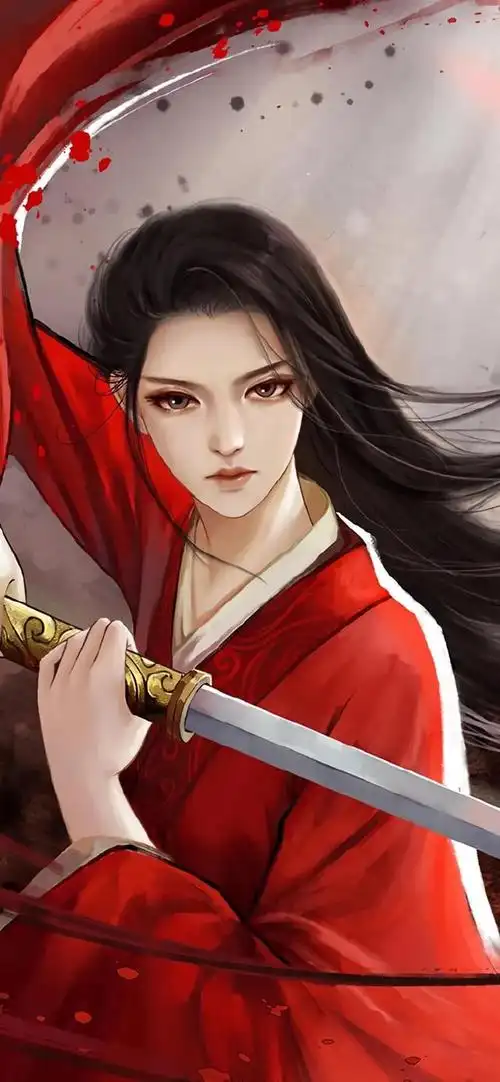 有没有好看的古风执剑红衣美女图片?_尚可名片