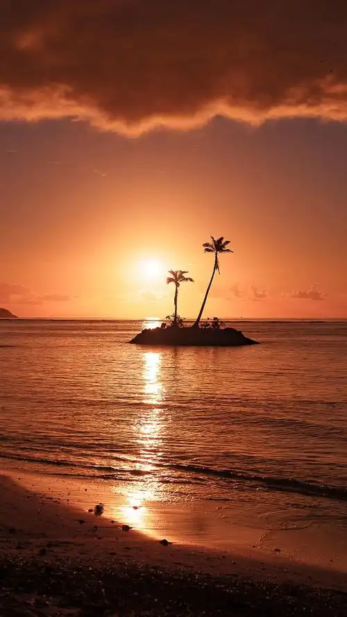 海边落日唯美景色,高清图片,手机壁纸