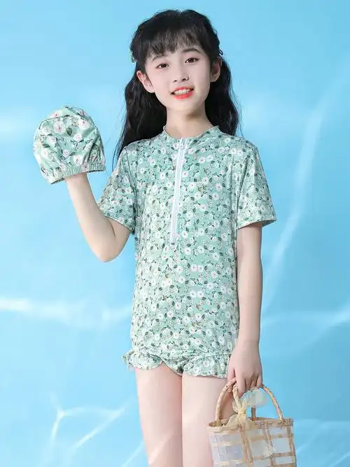 女童连体泳衣婴儿宝宝沙滩夏装 中小童可爱碎花比基尼泳装-阿里巴巴