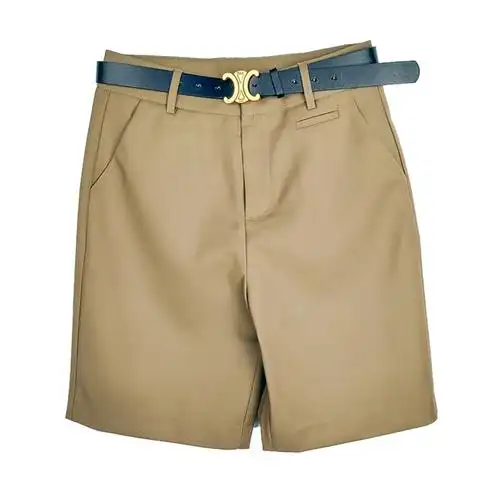 西装短裤女春夏卡其色五分裤抗皱中裤高腰直筒工装裤子春季半裤