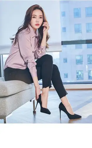 罗曼风情2020秋季新款防水台超高跟鞋女尖头细跟单鞋女绒面女鞋子