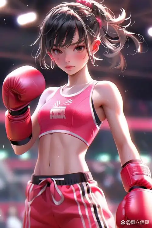 拳击少女,马甲线谁能不爱 ai绘画,漫画壁纸
