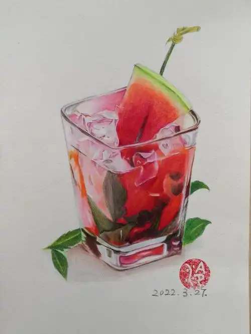 彩铅西瓜冰饮
