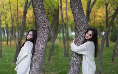 混血美女秋季户外写真图片桌面壁纸