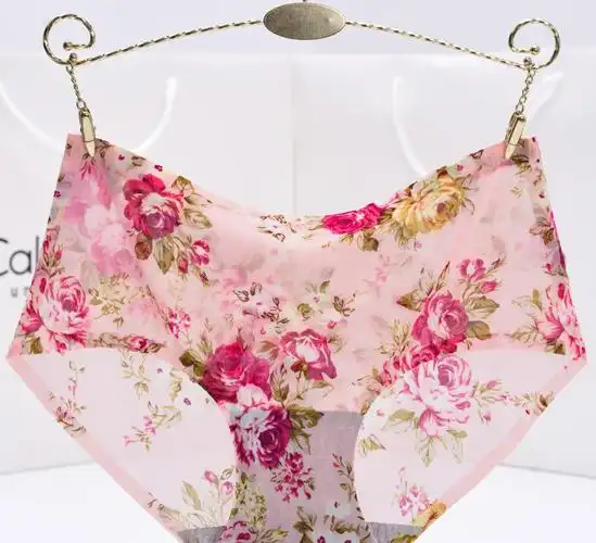 冰丝女内裤无痕一片式女士大码内裤女中腰性