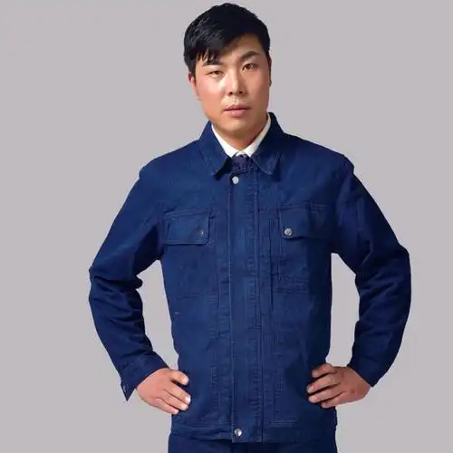 春夏季长袖工程劳保工作服套装男大兜耐磨电焊电工汽修煤矿劳保服 160