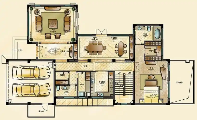 欧式风格别墅500平米180万-唐郡别墅装修案例-无锡房天下家居装修网