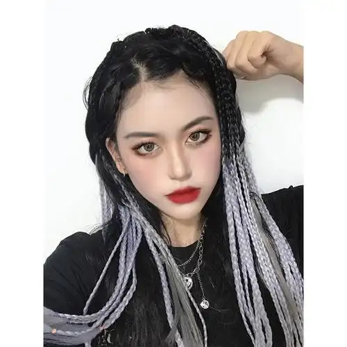 脏辫马尾欧美假发女夏双马尾嘻哈街舞渐变编发神器绑带式麻花长辫