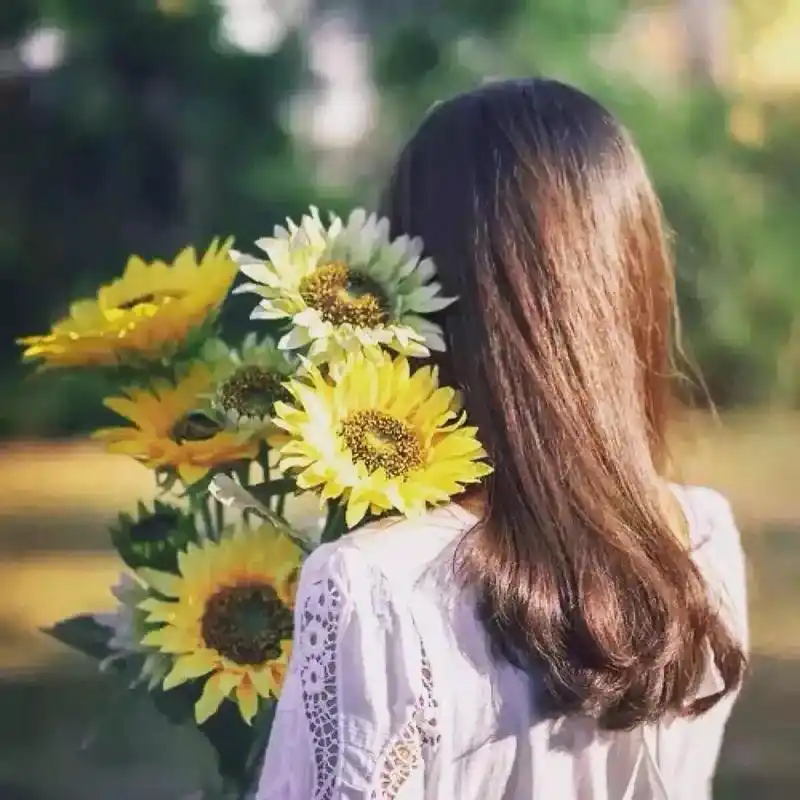 鲜花女生背影头像,美女-回车图片