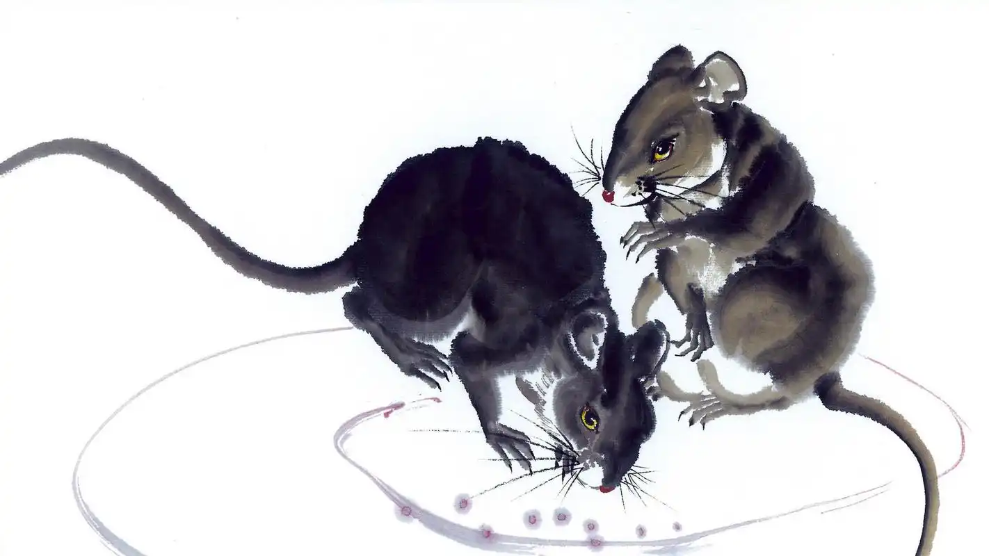 十二生肖,国画,鼠,水墨画,中国风,高清图片,壁纸,绘画艺术,壁纸国画