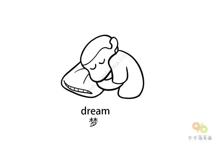 宝宝英文认知做梦的男孩简笔画