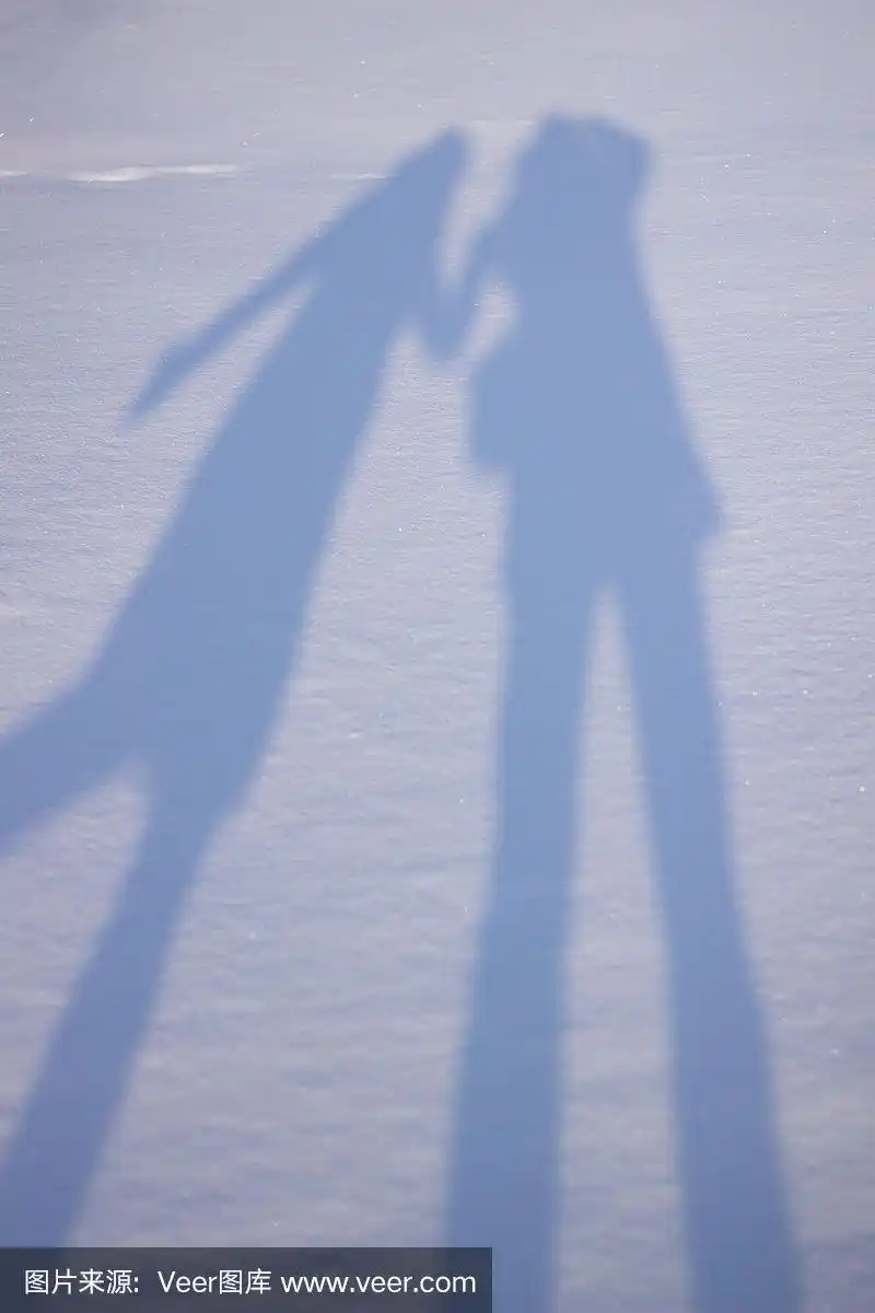 雪,手牵手,阴影,创造力,灰色