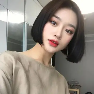 韩国可爱假发女生中分刘海短发女士bobo波波头逼真自然蓬松全头套