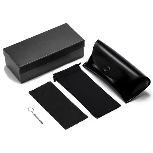 抗压高档时尚眼镜盒套装皮质眼镜布平光镜墨镜烫金一件代发包装盒