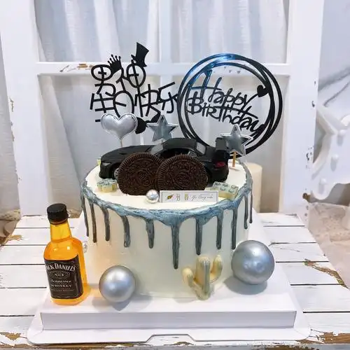 羽浵和平精英吉普车跑车吃鸡黑金生日蛋糕男生私房新鲜生日蛋糕