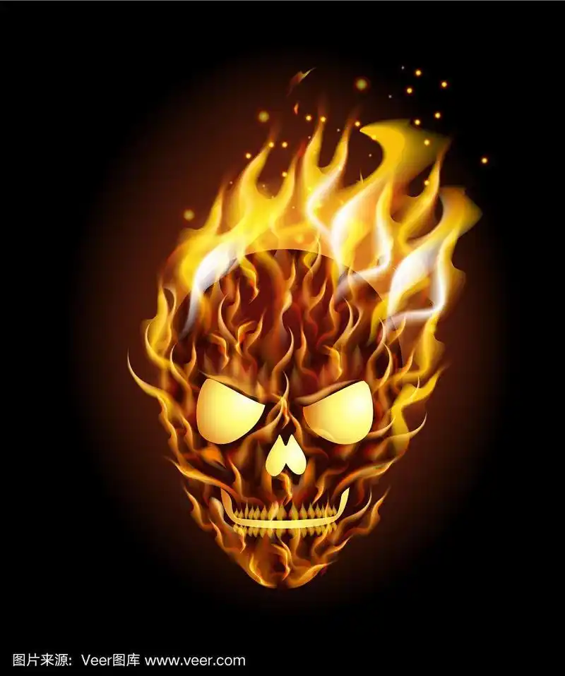 可怕的骷髅着火了