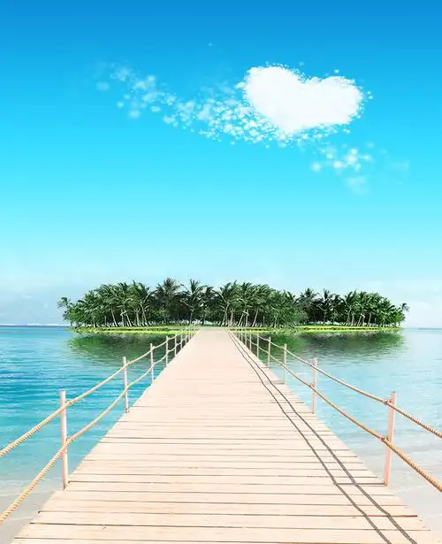 快手抖音新直播背景布立体主播墙3山水风景沙滩海景室外风景荷花